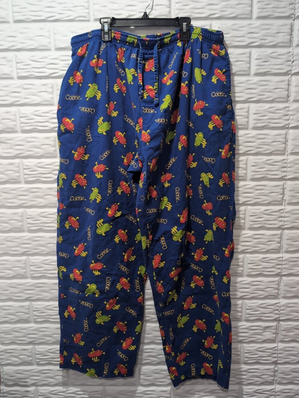 Vintage 2001 Hasbro Cootie Brand Cootie Game Lounge Pants Size XL Blue Red Green